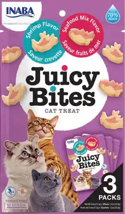 Intratuin Inaba kattensnack Juicy Bites garnaal met zee vruchten 34 g 3 stuks aanbieding