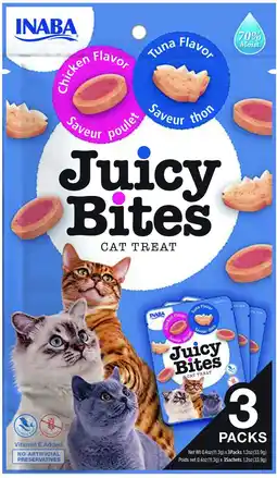 Intratuin Inaba kattensnack Juicy Bites tonijn met kip 34 g aanbieding