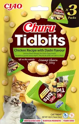 Intratuin Ciao kattensnack Churu Tidbits kip met dashi 12 g 3 stuks aanbieding