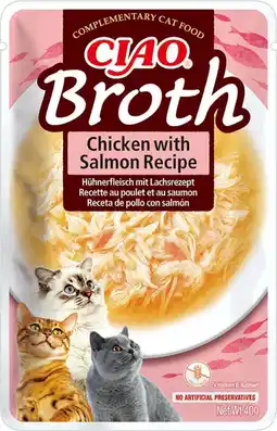 Intratuin Ciao kattensnack Broth kip met zalm 40 g aanbieding