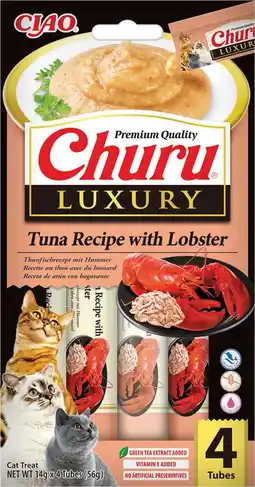Intratuin Ciao kattensnack Churu Luxury tonijn met krab 14 g 4 stuks aanbieding