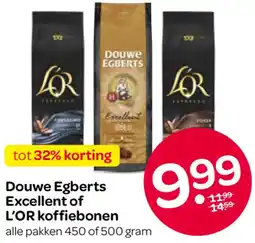 Spar Douwe Egberts Excellent of L'OR koffiebonen aanbieding