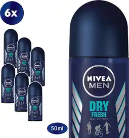 Bol.com NIVEA MEN Dry Fresh - 6 x 50ml - Voordeelverpakking - Deodorant Roller aanbieding