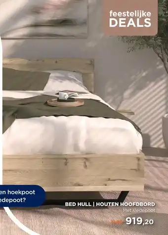 TotaalBED Bed Hull | houten hoofdbord | 140 x 200 cm | Slede poten aanbieding