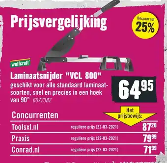 Hornbach Laminaatsnijder "VCL 800" aanbieding