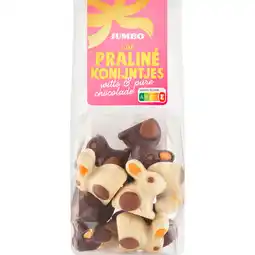 Jumbo Jumbo Luxe Praliné Konijntjes Witte & Pure Chocolade 150 g aanbieding