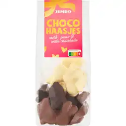 Jumbo Jumbo Choco Haasjes Melk, Puur & Witte Chocolade 150 g aanbieding