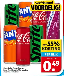 Hoogvliet Coca-Cola, Fanta, Sprite, Fuze Tea, Hawai of Fernandes aanbieding