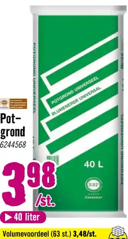 Hornbach Potgrond RHP 40 liter aanbieding