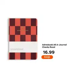 The Read Shop Adresboek A6 A-Journal Checks Rood aanbieding