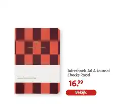 Bruna Adresboek A6 A-Journal Checks Rood aanbieding