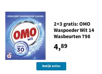 Plein.nl 2+3 gratis: OMO Waspoeder Wit 14 Wasbeurten 798 aanbieding