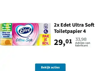 Plein.nl 2x Edet Ultra Soft Toiletpapier 4 aanbieding