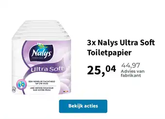 Plein.nl 3x Nalys Ultra Soft Toiletpapier aanbieding