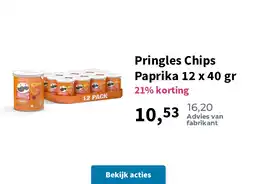 Plein.nl Pringles Chips Paprika 12 x 40 gr aanbieding