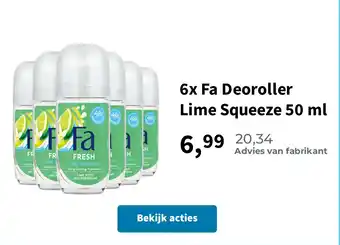 Plein.nl 6x Fa Deoroller Lime Squeeze 50 ml aanbieding
