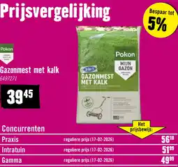 Hornbach POKON Gazonmest met kalk 3in1 voor 250m2 aanbieding