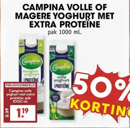 De Boerenschuur Campina volle of magere yoghurt met extra proteïne aanbieding