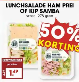 De Boerenschuur Lunchsalade ham prei of kip samba aanbieding