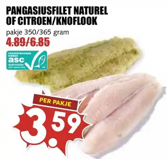 De Boerenschuur Pangasiusfilet naturel of citroen/knoflook aanbieding