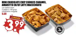 De Boerenschuur Mini chocolate chip cookies caramel, amaretto en/of latte maccchiato aanbieding