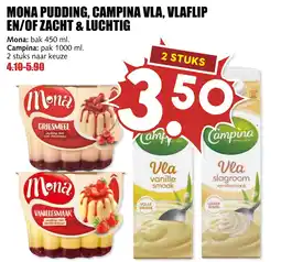 De Boerenschuur Mona pudding, campina vla, vlaflip en/of zacht & luchtig aanbieding