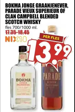 De Boerenschuur Bokma Jonge Graanjenever, Parde Vieux Scotch Whisky aanbieding