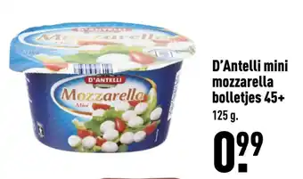 ALDI D'Antelli mini mozzarella bolletjes 45+ aanbieding
