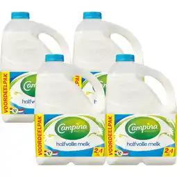 Jumbo Campina Halfvolle Melk Voordeelpack 4 x 2.4 L aanbieding
