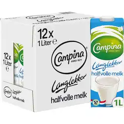Jumbo Campina Langlekker halfvolle melk 12 x 1 L aanbieding