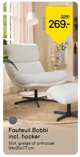 Leen Bakker Bekijk Fauteuil Bobbi incl. hocker [link] aanbieding