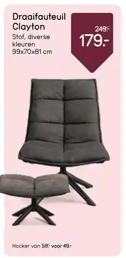 Leen Bakker Bekijk Draaifauteuil Clayton [link] aanbieding