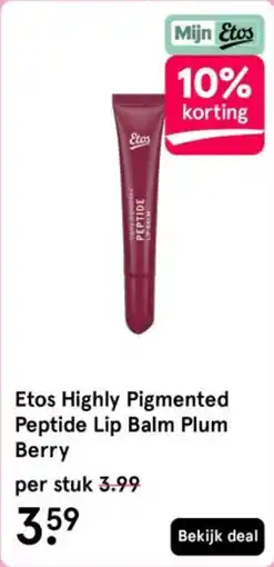 Etos Etos Highly Pigmented Peptide Lip Balm Plum Berry aanbieding