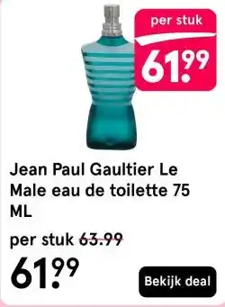 Etos Jean Paul Gaultier Le Male eau de toilette 75 ML aanbieding