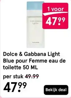 Etos Dolce & Gabbana Light Blue pour Femme eau de toilette 50 ML aanbieding