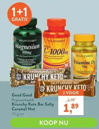 Holland & Barrett Good Good Krunchy Keto Bar Salty Caramel Nut aanbieding