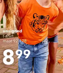Scapino Unsigned jongens T-shirt met tijgerkop oranje aanbieding