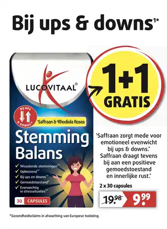 Lucovitaal Stemming Balans met Saffraan & Rhodiola Rosea aanbieding