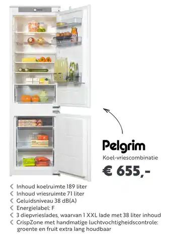 Superkeukens Pelgrim Koel-Vriescombinatie aanbieding