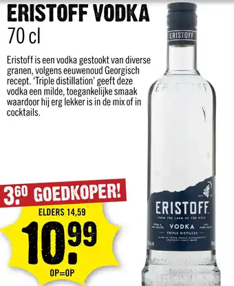 Dirck 3 Eristoff Vodka 70 cl aanbieding