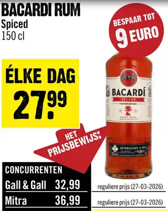 Dirck 3 Bacardi Spiced Rum 150 cl aanbieding