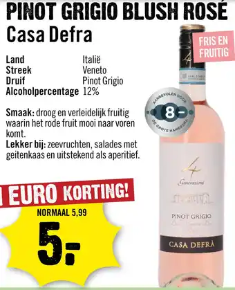 Dirck 3 Casa Defra Pinot Grigio Rose 75 cl aanbieding