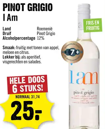 Dirck 3 I Am Pinot Grigio 75 cl aanbieding