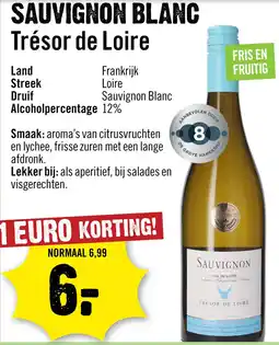 Dirck 3 Tresor de Loire Sauvignon Blanc 75 cl aanbieding