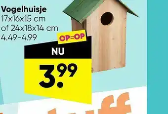 Big Bazar Vogelhuisje 17x16x15 Cm Of 24x18x14 Cm aanbieding