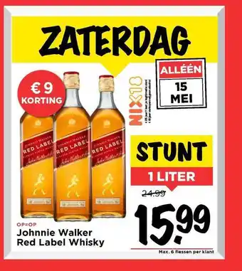 Vomar Voordeelmarkt Johnnie Walker Red Label Whisky € 9 Korting aanbieding