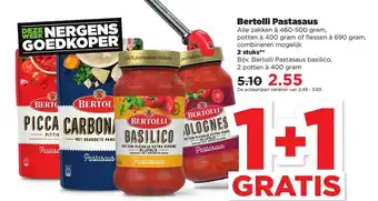 PLUS Bertolli Pastasaus 1+1 Gratis aanbieding