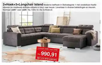 Woonsquare 3+Hoek+3+Longchair Island Moderne Leefhoek aanbieding