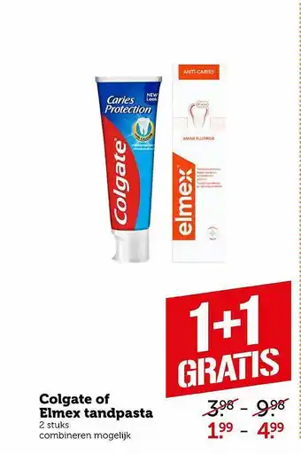 Coop Colgate Of Elmex Tandpasta 1+1 Gratis aanbieding