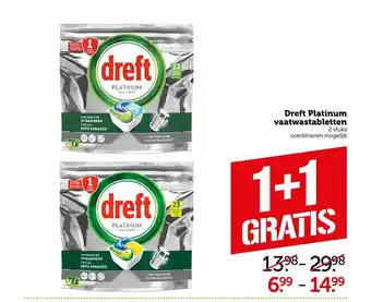 Coop Dreft Platinum Vaatwastabletten 1+1 Gratis aanbieding